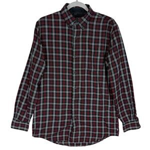 Chaps Shirt Mens Small Red Black Plaid Cotton Long Sleeve Casual Button-Down